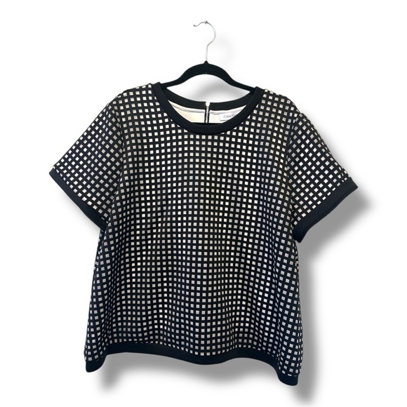 Calvin Klein Plus Size Black and White Checkered Women's Top - Picture 2 of 11